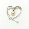 Colgante oro blanco corazón perla y circonitas