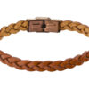 Pulsera Marea Jewel piel trenzada plana camel (
