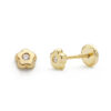 Pendientes oro 18k flor brillo circonita