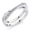 Sortija oro blanco cruzada diamantes