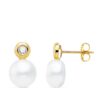 Pendientes oro 18k tu y yo perla circonita