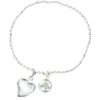 Pulsera plata bolitas corazón swarovski blanco