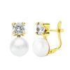 Pendientes oro de 18k tu y yo perla y circonita