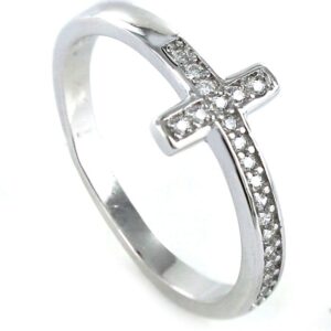Anillo de plata de ley cruz circonitas