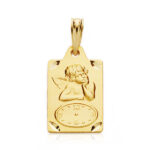 Medalla oro 18k rectangular bebé angelito