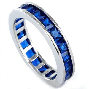 Sortija plata alianza circonitas azules