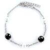 Pulsera plata de ley perla y circonita negra