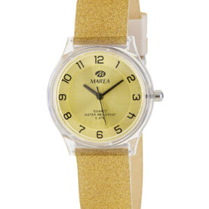 Reloj Marea Trendy caucho purpurina dorado 32 mm