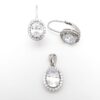 Conjunto plata de ley ovalados circonitas