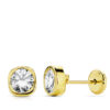 Pendientes chatón cuadrado oro amarillo 18k