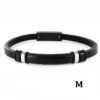 Pulsera cuero negro y acero