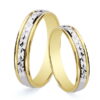 Alianza bicolor lapidada de oro de 18k