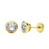 Pendientes oro 18k circonita redonda