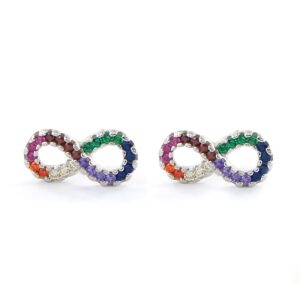 Pendientes plata de ley infinito circonitas multicolor